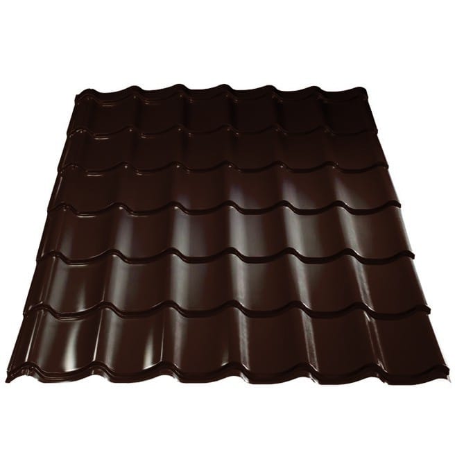 Металлочерепица "Коричневый шоколад" (RAL8017) 0.45мм., 1.18х2.2м (цена указана за лист)