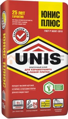 Клей для плитки "ЮНИС ПЛЮС" 25 кг.